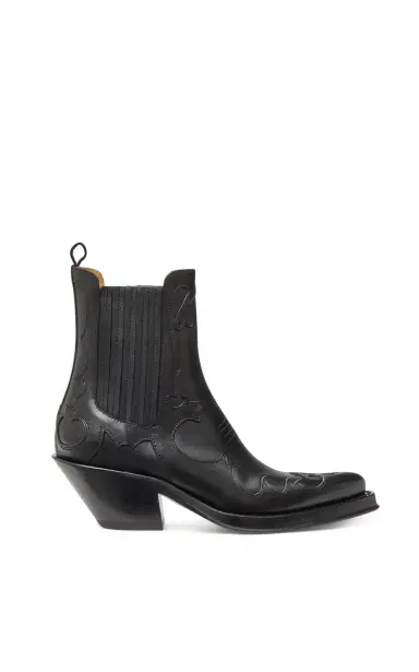 Gabriela Hearst Cassidy Cowboy Ankle Boot in Black Leather | Thumbnail 1 Gabriela Hearst Cassidy Cowboy Ankle Boot in Black Leather | Thumbnail 1