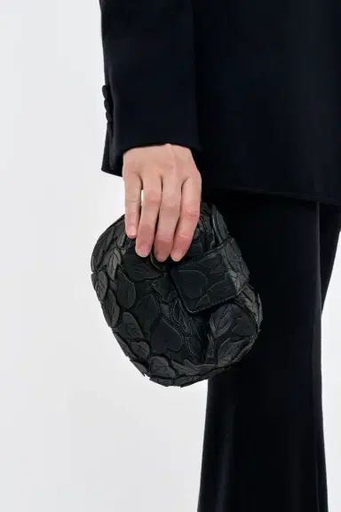 Gabriela Hearst Soft Demi Embroidered Leaves Clutch in Black Nappa Leather | Thumbnail 2 Gabriela Hearst Soft Demi Embroidered Leaves Clutch in Black Nappa Leather | Thumbnail 2