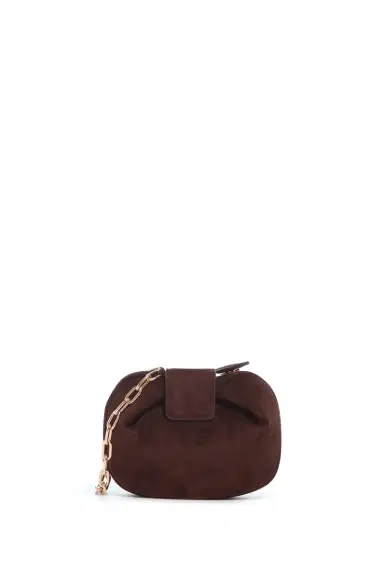 Gabriela Hearst Soft Demi Clutch with Chain in Dark Brown Suede | Thumbnail 2 Gabriela Hearst Soft Demi Clutch with Chain in Dark Brown Suede | Thumbnail 2