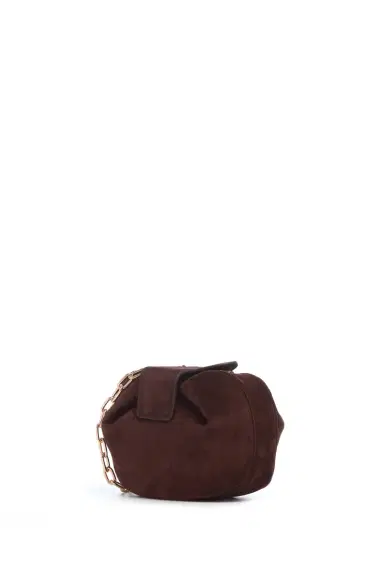Gabriela Hearst Soft Demi Clutch with Chain in Dark Brown Suede | Thumbnail 1 Gabriela Hearst Soft Demi Clutch with Chain in Dark Brown Suede | Thumbnail 1