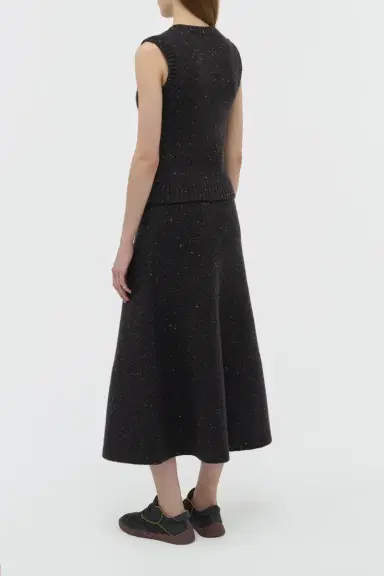 Gabriela Hearst Eden Knit Midi Skirt in Charcoal Multi Speckled Aran Cashmere | Thumbnail 4 Gabriela Hearst Eden Knit Midi Skirt in Charcoal Multi Speckled Aran Cashmere | Thumbnail 4