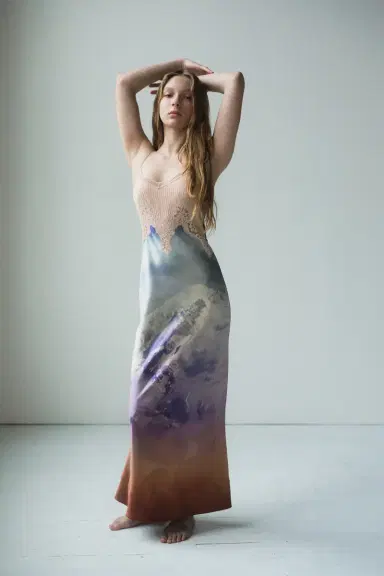 Gabriela Hearst Adolphine Slip Maxi Dress in Mountain Printed Satin Silk Twill | Thumbnail 2 Gabriela Hearst Adolphine Slip Maxi Dress in Mountain Printed Satin Silk Twill | Thumbnail 2