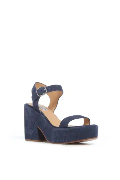 Gabriela Hearst Iman Platform Sandal in Navy Suede Corduroy | Thumbnail 2 Gabriela Hearst Iman Platform Sandal in Navy Suede Corduroy | Thumbnail 2