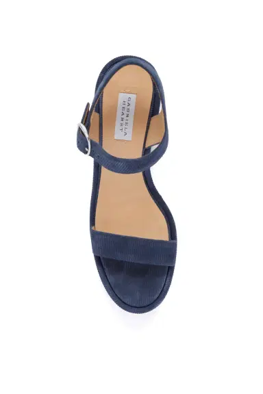 Gabriela Hearst Iman Platform Sandal in Navy Suede Corduroy | Thumbnail 4 Gabriela Hearst Iman Platform Sandal in Navy Suede Corduroy | Thumbnail 4
