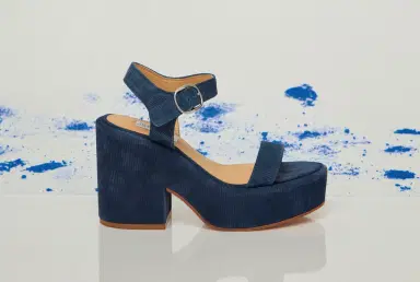 Gabriela Hearst Iman Platform Sandal in Navy Suede Corduroy | Thumbnail 5 Gabriela Hearst Iman Platform Sandal in Navy Suede Corduroy | Thumbnail 5