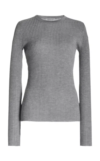 Gabriela Hearst Browning Knit Sweater in Heather Grey Cashmere Silk | Thumbnail 1 Gabriela Hearst Browning Knit Sweater in Heather Grey Cashmere Silk | Thumbnail 1