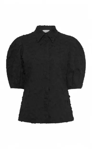 Gabriela Hearst Sansi Embroidered Leaves Top in Black Linen | Thumbnail 1 Gabriela Hearst Sansi Embroidered Leaves Top in Black Linen | Thumbnail 1