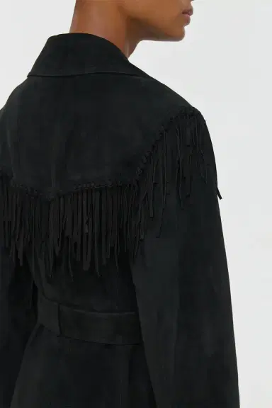 Gabriela Hearst Thaniel Fringe Trench Coat in Black Suede with Charms | Thumbnail 11 Gabriela Hearst Thaniel Fringe Trench Coat in Black Suede with Charms | Thumbnail 11