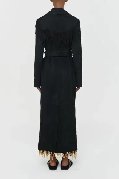 Gabriela Hearst Thaniel Fringe Trench Coat in Black Suede with Charms | Thumbnail 7 Gabriela Hearst Thaniel Fringe Trench Coat in Black Suede with Charms | Thumbnail 7