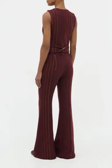 Gabriela Hearst Coleridge Vest in Burnt Sienna Multi Pinstripe Wool Cashmere | Thumbnail 4 Gabriela Hearst Coleridge Vest in Burnt Sienna Multi Pinstripe Wool Cashmere | Thumbnail 4