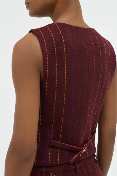 Gabriela Hearst Coleridge Vest in Burnt Sienna Multi Pinstripe Wool Cashmere | Thumbnail 6 Gabriela Hearst Coleridge Vest in Burnt Sienna Multi Pinstripe Wool Cashmere | Thumbnail 6
