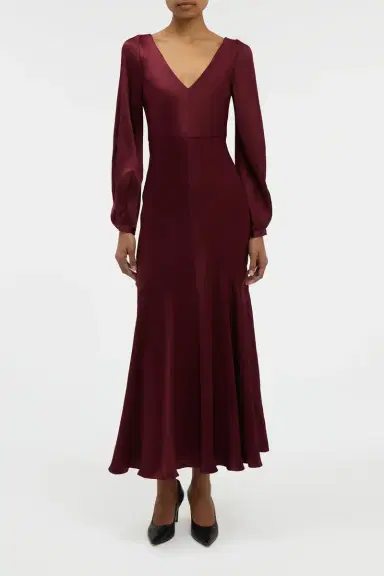 Gabriela Hearst Peyton Maxi Dress In Bordeaux Silk Satin | Thumbnail 3 Gabriela Hearst Peyton Maxi Dress In Bordeaux Silk Satin | Thumbnail 3