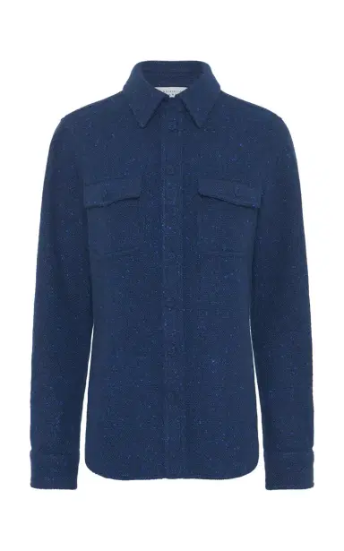 Gabriela Hearst John Austin Shirt in Electric Navy Speckled Cashmere | Thumbnail 1 Gabriela Hearst John Austin Shirt in Electric Navy Speckled Cashmere | Thumbnail 1