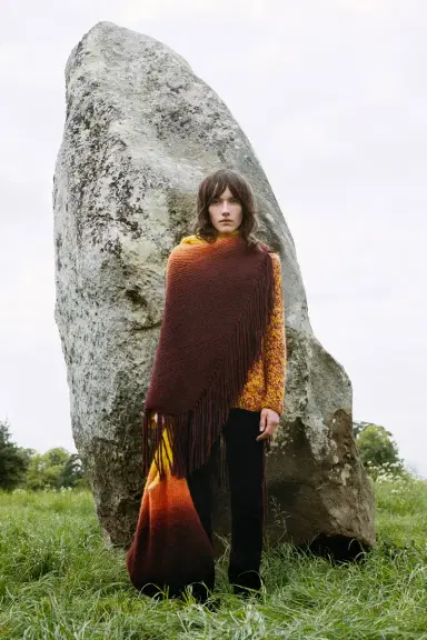 Gabriela Hearst Lauren Knit Wrap in Dip Dye Sunrise Welfat Cashmere | Thumbnail 2 Gabriela Hearst Lauren Knit Wrap in Dip Dye Sunrise Welfat Cashmere | Thumbnail 2