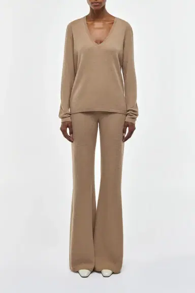 Gabriela Hearst Vesper Knit V-Neck Sweater in Camel Brushed Cashmere | Thumbnail 2 Gabriela Hearst Vesper Knit V-Neck Sweater in Camel Brushed Cashmere | Thumbnail 2