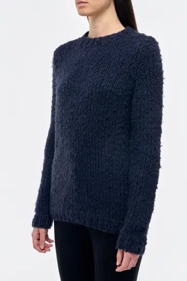 Gabriela Hearst Lawrence Knit Sweater in Dark Navy Welfat Cashmere | Thumbnail 3 Gabriela Hearst Lawrence Knit Sweater in Dark Navy Welfat Cashmere | Thumbnail 3