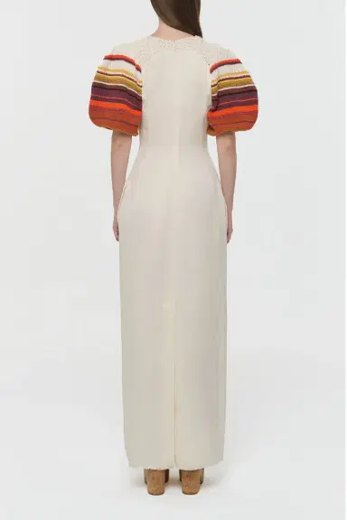 Gabriela Hearst Nomo Crochet Puff Sleeve Maxi Dress in Textured Linen Twill | Thumbnail 6 Gabriela Hearst Nomo Crochet Puff Sleeve Maxi Dress in Textured Linen Twill | Thumbnail 6