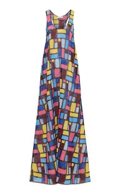 Gabriela Hearst Niki Patchwork Embroidered Maxi Dress in Aurora Multi Linen | Thumbnail 1 Gabriela Hearst Niki Patchwork Embroidered Maxi Dress in Aurora Multi Linen | Thumbnail 1