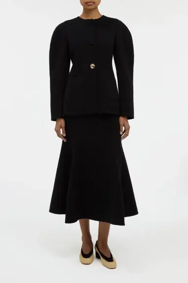 Gabriela Hearst Patterson Midi Skirt in Black Double-face Recycled Cashmere | Thumbnail 2 Gabriela Hearst Patterson Midi Skirt in Black Double-face Recycled Cashmere | Thumbnail 2