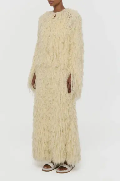 Gabriela Hearst Amina Fringe Knit Jacket in Off White Silk Cashmere | Thumbnail 3 Gabriela Hearst Amina Fringe Knit Jacket in Off White Silk Cashmere | Thumbnail 3