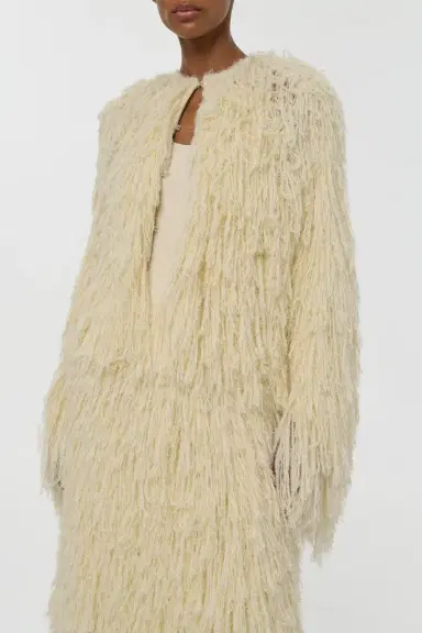 Gabriela Hearst Amina Fringe Knit Jacket in Off White Silk Cashmere | Thumbnail 5 Gabriela Hearst Amina Fringe Knit Jacket in Off White Silk Cashmere | Thumbnail 5