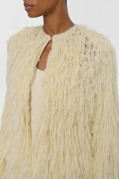 Gabriela Hearst Amina Fringe Knit Jacket in Off White Silk Cashmere | Thumbnail 6 Gabriela Hearst Amina Fringe Knit Jacket in Off White Silk Cashmere | Thumbnail 6