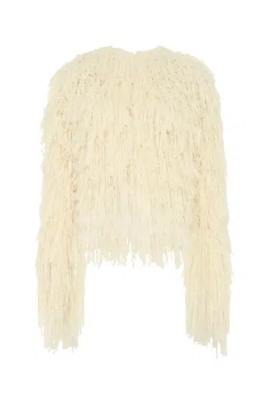 Gabriela Hearst Amina Fringe Knit Jacket in Off White Silk Cashmere | Thumbnail 1 Gabriela Hearst Amina Fringe Knit Jacket in Off White Silk Cashmere | Thumbnail 1
