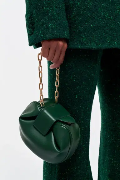 Gabriela Hearst Soft Demi Clutch with Chain in English Green & Fluorescent Green Nappa Leather | Thumbnail 2 Gabriela Hearst Soft Demi Clutch with Chain in English Green & Fluorescent Green Nappa Leather | Thumbnail 2