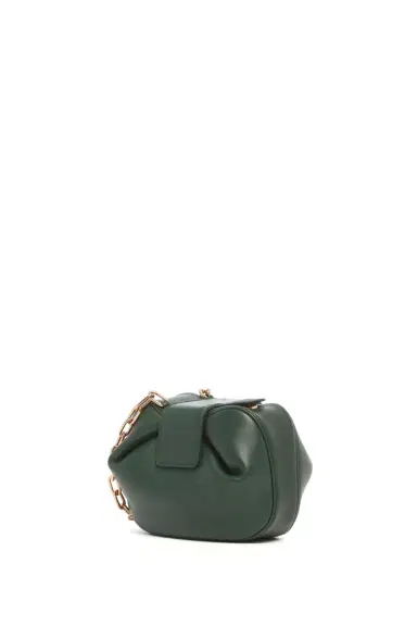 Gabriela Hearst Soft Demi Clutch with Chain in English Green & Fluorescent Green Nappa Leather | Thumbnail 1 Gabriela Hearst Soft Demi Clutch with Chain in English Green & Fluorescent Green Nappa Leather | Thumbnail 1