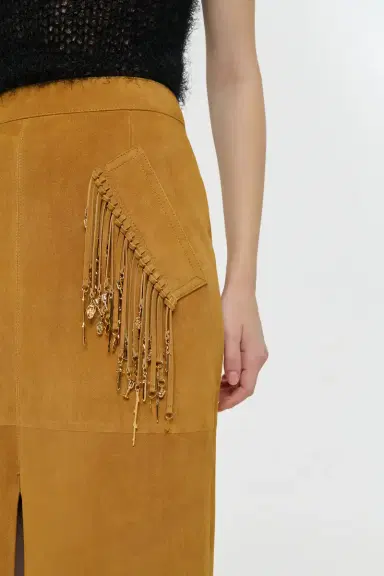 Gabriela Hearst Kalyan Fringe Maxi Skirt in Cashew Suede with Charms | Thumbnail 6 Gabriela Hearst Kalyan Fringe Maxi Skirt in Cashew Suede with Charms | Thumbnail 6