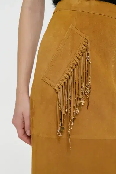Gabriela Hearst Kalyan Fringe Maxi Skirt in Cashew Suede with Charms | Thumbnail 7 Gabriela Hearst Kalyan Fringe Maxi Skirt in Cashew Suede with Charms | Thumbnail 7