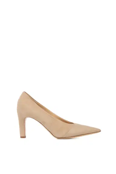 Gabriela Hearst Empress High Heel Stiletto Pump in Nude Suede & Leather | Thumbnail 1 Gabriela Hearst Empress High Heel Stiletto Pump in Nude Suede & Leather | Thumbnail 1