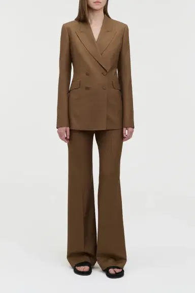 Gabriela Hearst Angela Blazer in Chestnut Wool Silk | Thumbnail 3 Gabriela Hearst Angela Blazer in Chestnut Wool Silk | Thumbnail 3