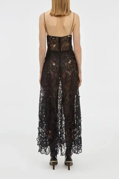 Gabriela Hearst Luma Slip Midi Dress in Black Silk Organza Lace | Thumbnail 4 Gabriela Hearst Luma Slip Midi Dress in Black Silk Organza Lace | Thumbnail 4
