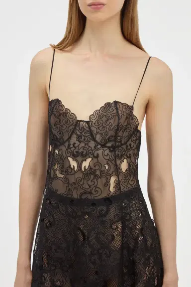 Gabriela Hearst Luma Slip Midi Dress in Black Silk Organza Lace | Thumbnail 5 Gabriela Hearst Luma Slip Midi Dress in Black Silk Organza Lace | Thumbnail 5