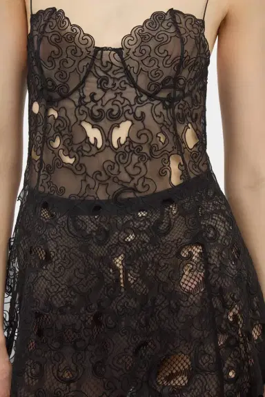 Gabriela Hearst Luma Slip Midi Dress in Black Silk Organza Lace | Thumbnail 6 Gabriela Hearst Luma Slip Midi Dress in Black Silk Organza Lace | Thumbnail 6