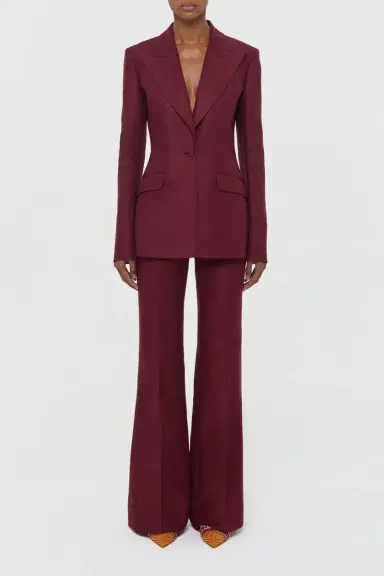 Gabriela Hearst Rhein Flare Pant in Bordeaux Linen Twill | Thumbnail 2 Gabriela Hearst Rhein Flare Pant in Bordeaux Linen Twill | Thumbnail 2