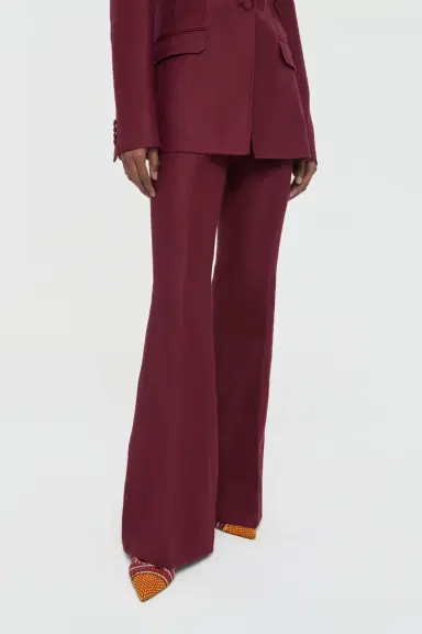 Gabriela Hearst Rhein Flare Pant in Bordeaux Linen Twill | Thumbnail 5 Gabriela Hearst Rhein Flare Pant in Bordeaux Linen Twill | Thumbnail 5