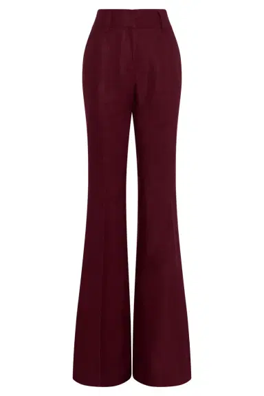 Gabriela Hearst Rhein Flare Pant in Bordeaux Linen Twill | Thumbnail 1 Gabriela Hearst Rhein Flare Pant in Bordeaux Linen Twill | Thumbnail 1