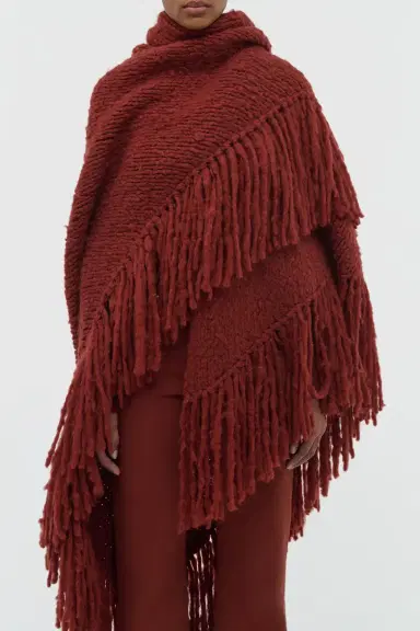 Gabriela Hearst Lauren Knit Wrap in Burnt Sienna Welfat Cashmere | Thumbnail 2 Gabriela Hearst Lauren Knit Wrap in Burnt Sienna Welfat Cashmere | Thumbnail 2