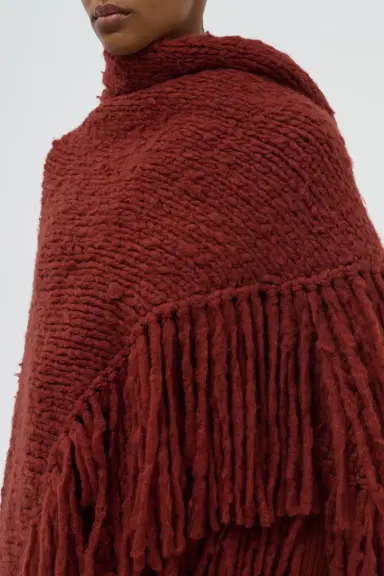 Gabriela Hearst Lauren Knit Wrap in Burnt Sienna Welfat Cashmere | Thumbnail 3 Gabriela Hearst Lauren Knit Wrap in Burnt Sienna Welfat Cashmere | Thumbnail 3