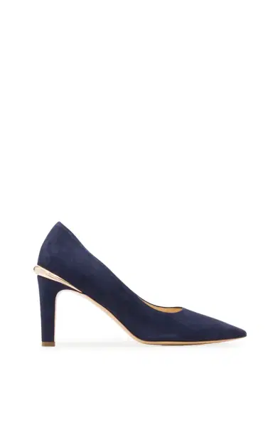 Gabriela Hearst Edwina High Heel Stiletto Pump in Navy Suede | Thumbnail 1 Gabriela Hearst Edwina High Heel Stiletto Pump in Navy Suede | Thumbnail 1