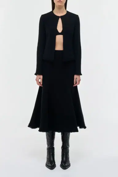 Gabriela Hearst Patterson Midi Skirt in Black Virgin Wool Cashmere | Thumbnail 2 Gabriela Hearst Patterson Midi Skirt in Black Virgin Wool Cashmere | Thumbnail 2