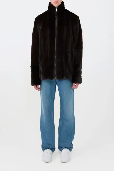 Gabriela Hearst Aristede Jacket in Dark Chocolate Recycled Mink Fur | Thumbnail 3 Gabriela Hearst Aristede Jacket in Dark Chocolate Recycled Mink Fur | Thumbnail 3