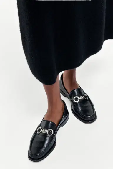 Gabriela Hearst Melchora Stone Loafer in Black Leather | Thumbnail 2 Gabriela Hearst Melchora Stone Loafer in Black Leather | Thumbnail 2