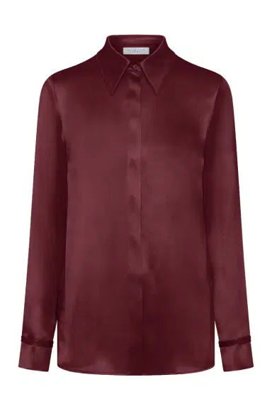 Gabriela Hearst Cruz Shirt in Bordeaux Silk Satin | Thumbnail 1 Gabriela Hearst Cruz Shirt in Bordeaux Silk Satin | Thumbnail 1