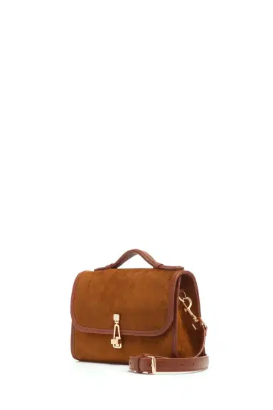 Gabriela Hearst Small Leonora Flap Bag in Cognac Suede | Thumbnail 3 Gabriela Hearst Small Leonora Flap Bag in Cognac Suede | Thumbnail 3