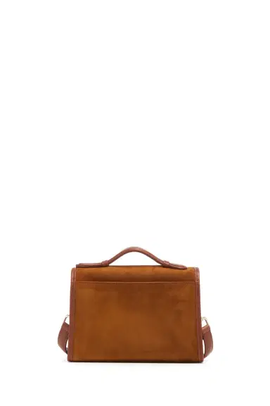 Gabriela Hearst Small Leonora Flap Bag in Cognac Suede | Thumbnail 4 Gabriela Hearst Small Leonora Flap Bag in Cognac Suede | Thumbnail 4