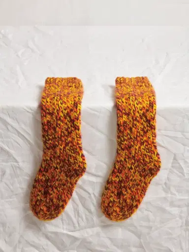 Gabriela Hearst Leto Knit Socks in Cadmium Yellow, Spice & Bordeaux Cashmere | Thumbnail 2 Gabriela Hearst Leto Knit Socks in Cadmium Yellow, Spice & Bordeaux Cashmere | Thumbnail 2