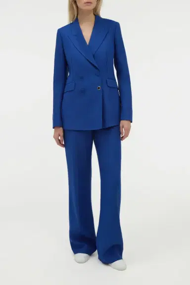 Gabriela Hearst Vesta Flare Pant in Cobalt Linen Twill | Thumbnail 2 Gabriela Hearst Vesta Flare Pant in Cobalt Linen Twill | Thumbnail 2